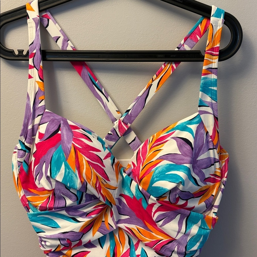 NWOT Anne Cole Dance Floor Palm Underwire Surplice One-Piece Swimsuit Size 18W - Picture 6 of 9